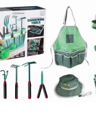 MalPlay Set complet cu ustensile de gradinarit pentru copii cu sort palarie si gentuta de transport inclusa