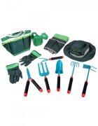 MalPlay Set complet cu ustensile de gradinarit pentru copii cu sort palarie si gentuta de transport inclusa