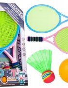 MalPlay Set de tenis si badminton pentru copii cu 2 palete 22 x 48cm minge si fluturas