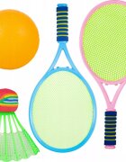 MalPlay Set de tenis si badminton pentru copii cu 2 palete 22 x 48cm minge si fluturas