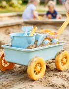 MalPlay Set jucarii pentru nisip Blue include carucior cu roti galetusa si masinuta basculanta