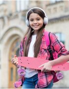 MalPlay Skateboard pentru copii Pink cu led-uri integrate dimensiune platforma 56 x 15 cm