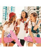 MalPlay Skateboard pentru copii Pink cu led-uri integrate dimensiune platforma 56 x 15 cm