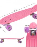 MalPlay Skateboard pentru copii Pink cu led-uri integrate dimensiune platforma 56 x 15 cm