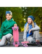 MalPlay Skateboard pentru copii Pink cu led-uri integrate dimensiune platforma 56 x 15 cm
