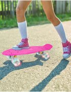 MalPlay Skateboard pentru copii Solid Pink dimensiune platforma 56 x 15 cm roti dotate cu LED-uri luminoase