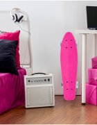 MalPlay Skateboard pentru copii Solid Pink dimensiune platforma 56 x 15 cm roti dotate cu LED-uri luminoase