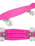MalPlay Skateboard pentru copii Solid Pink dimensiune platforma 56 x 15 cm roti dotate cu LED-uri luminoase