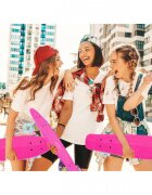 MalPlay Skateboard pentru copii Solid Pink dimensiune platforma 56 x 15 cm roti dotate cu LED-uri luminoase