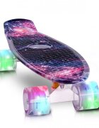 MalPlay Skateboard pentru copii Space Colors roti din PU dotate cu LED-uri RGB dimensiune 56 x 15 cm