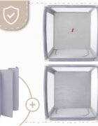 MalPlay Tarc de calatorie pentru copii 2 in 1 intrare cu fermoar roti cu frana cu 3 pereti din plasa pliabil cu saltea si geanta de transport incluse dimensiune 100 x 100 cm grey