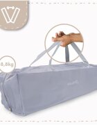 MalPlay Tarc de calatorie pentru copii 2 in 1 intrare cu fermoar roti cu frana cu 3 pereti din plasa pliabil cu saltea si geanta de transport incluse dimensiune 100 x 100 cm grey