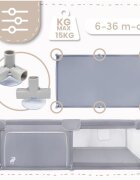 MalPlay Tarc de joaca pentru copii Kivo Grey design modern si sigur acces mare cu fermoar actionat din exterior dimensiune 120 x 180 cm cu buzunar din plasa