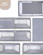 MalPlay Tarc de joaca pentru copii Kivo Grey design modern si sigur acces mare cu fermoar actionat din exterior dimensiune 120 x 180 cm cu buzunar din plasa