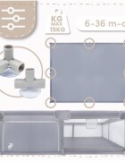MalPlay Tarc de joaca pentru copii Kivo Grey design modern si sigur acces mare cu fermoar actionat din exterior dimensiune 180 x 200 cm cu buzunar din plasa
