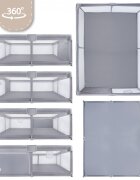 MalPlay Tarc de joaca pentru copii Kivo Grey design modern si sigur acces mare cu fermoar actionat din exterior dimensiune 180 x 200 cm cu buzunar din plasa