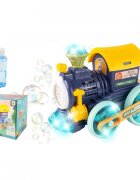 MalPlay Trenulet generator de Baloane din sapun cu baterii sunete lumini maner de impins si 2 sticlute cu lichid dimensiune 52 x 47 x 18 cm Blue