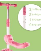 MalPlay Trotineta 2 in 1 pliabila cu scaun roti luminoase LED ghidon reglabil si platforma antiderapanta Pink Kitty