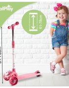 MalPlay Trotineta 2 in 1 pliabila cu scaun roti luminoase LED ghidon reglabil si platforma antiderapanta Pink Kitty