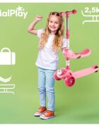 MalPlay Trotineta 2 in 1 pliabila cu scaun roti luminoase LED ghidon reglabil si platforma antiderapanta Pink Kitty