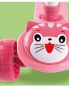 MalPlay Trotineta 2 in 1 pliabila cu scaun roti luminoase LED ghidon reglabil si platforma antiderapanta Pink Kitty