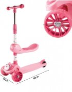MalPlay Trotineta 2 in 1 pliabila cu scaun roti luminoase LED ghidon reglabil si platforma antiderapanta Pink Kitty