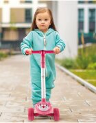 MalPlay Trotineta 2 in 1 pliabila cu scaun roti luminoase LED ghidon reglabil si platforma antiderapanta Pink Kitty