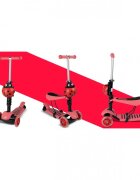 MalPlay Trotineta 3 in 1 pentru copii cu roti luminoase led ghidon si scaunel ajustabile frana pe roata din spate si cosulet in forma de buburuza pink ladybug