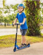 MalPlay Trotineta de cascadorii ideala pentru Freestyle si mers in parc cu maner T-Bar intarit rulmenti ABEC-9 si roti de 10.5 cm material constructie aluminiu si otel capacitate de pana la 100 kg Blue