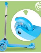 MalPlay Trotineta pentru copii Blue 3 roti cu LED din PU reglabila cu platforma antiderapanta si frana de picior