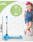 MalPlay Trotineta pentru copii Blue 3 roti cu LED din PU reglabila cu platforma antiderapanta si frana de picior