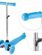 MalPlay Trotineta pentru copii Blue 3 roti cu LED din PU reglabila cu platforma antiderapanta si frana de picior