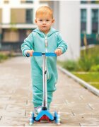 MalPlay Trotineta pentru copii Blue 3 roti cu LED din PU reglabila cu platforma antiderapanta si frana de picior