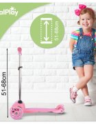 MalPlay Trotineta pentru copii Pink cu ghidon reglabil pe inaltime roti luminoase LED platforma lata si antiderapanta
