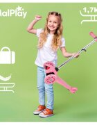 MalPlay Trotineta pentru copii Pink cu ghidon reglabil pe inaltime roti luminoase LED platforma lata si antiderapanta
