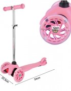 MalPlay Trotineta pentru copii Pink cu ghidon reglabil pe inaltime roti luminoase LED platforma lata si antiderapanta