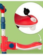 MalPlay Trotineta pentru copii pliabila 2 in 1 scaunel detasabil roti din PU cu lumini Led punte antiderapanta si frana de picior ghidon reglabil pe inaltime manere ergonomice 56 x 28 x 66 cm Red