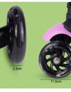 MalPlay Trotineta pentru copii pliabila scaunel detasabil roti PU cu Led punte antiderapanta si frana de picior cu scaunel si ghidon reglabil pe inaltime manere ergonomice cosulet incorporat Pink LadyBug