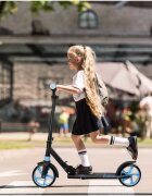 MalPlay Trotineta pliabila cu platforma antiderapanta roti PU 200 mm Frana spate Manere ergonomice din spuma City Scooter Blue Black