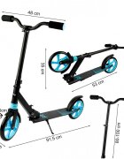 MalPlay Trotineta pliabila cu platforma antiderapanta roti PU 200 mm Frana spate Manere ergonomice din spuma City Scooter Blue Black