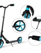 MalPlay Trotineta pliabila cu platforma antiderapanta roti PU 200 mm Frana spate Manere ergonomice din spuma City Scooter Blue Black