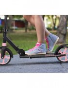 MalPlay Trotineta pliabila cu platforma antiderapanta suspensii roti PU 200 mm Frana spate manere ergonomice din spuma greutate maxima admisa 100kg City Scooter Black Pink