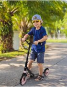 MalPlay Trotineta pliabila cu platforma antiderapanta suspensii roti PU 200 mm Frana spate manere ergonomice din spuma greutate maxima admisa 100kg City Scooter Black Pink