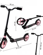 MalPlay Trotineta pliabila cu platforma antiderapanta suspensii roti PU 200 mm Frana spate manere ergonomice din spuma greutate maxima admisa 100kg City Scooter Black Pink