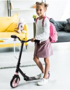 MalPlay Trotineta pliabila cu platforma antiderapanta suspensii roti PU 200 mm Frana spate manere ergonomice din spuma greutate maxima admisa 100kg City Scooter Black Pink