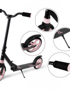 MalPlay Trotineta pliabila cu platforma antiderapanta suspensii roti PU 200 mm Frana spate manere ergonomice din spuma greutate maxima admisa 100kg City Scooter Black Pink