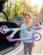 MalPlay Trotineta pliabila pentru copii cu amortizor roti din PU ghidon reglabil suport pentru bidon de apa si curea de umar pentru transport