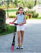 MalPlay Trotineta pliabila pentru copii Pink cadru din aluminiu curea de transport si suport pentru bidon incluse