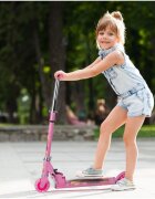 MalPlay Trotineta pliabila Roz cu lumini Led si ghidon reglabil