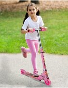 MalPlay Trotineta pliabila Roz cu lumini Led si ghidon reglabil